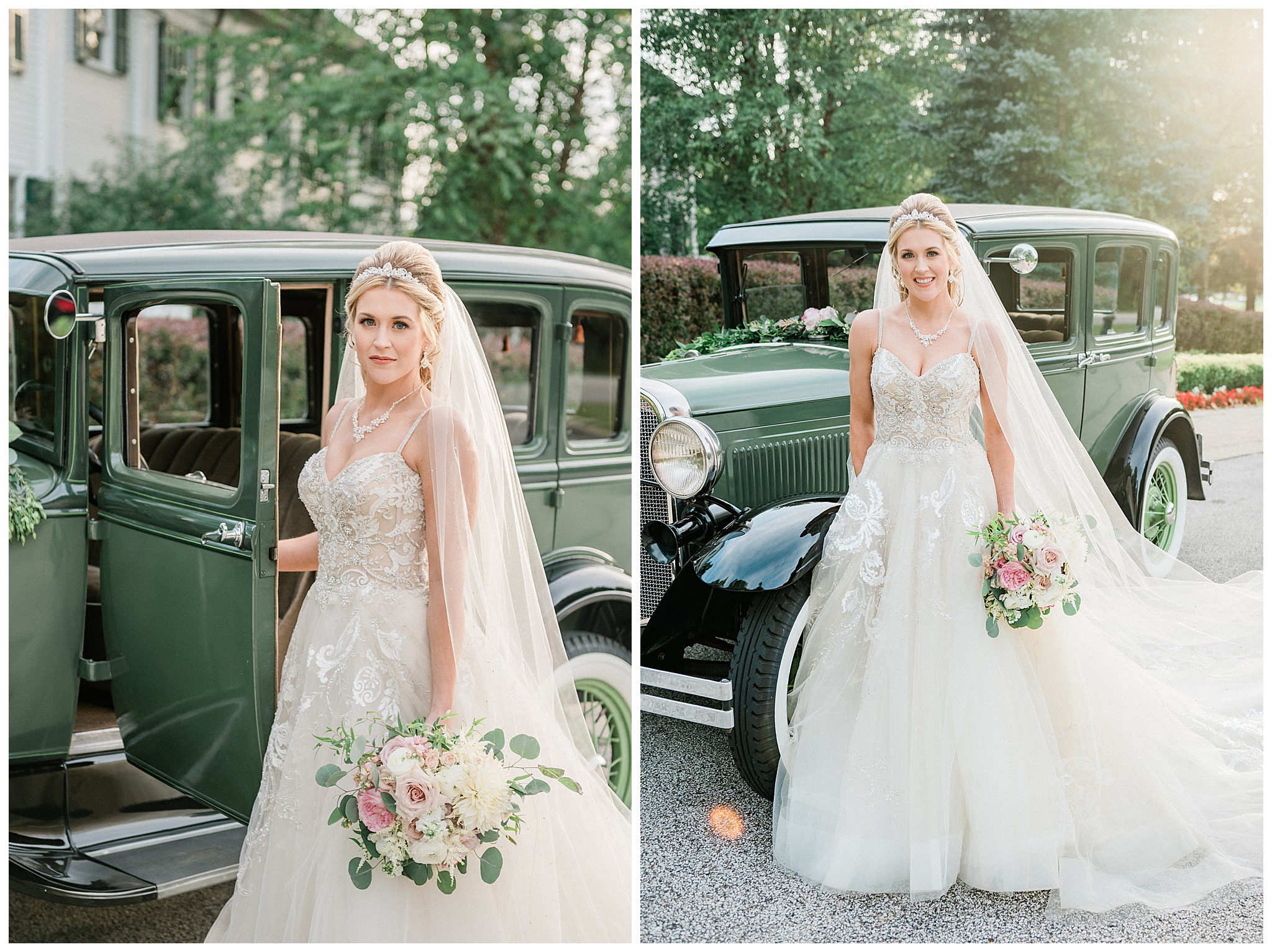 Bride with Vintage Car