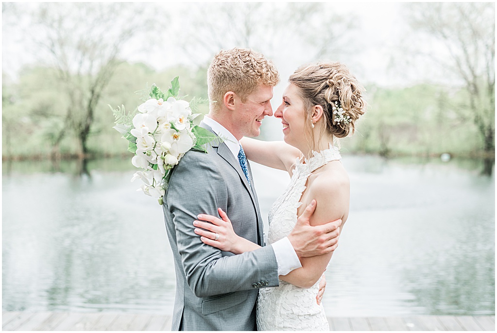Bride and Groom by a pond
